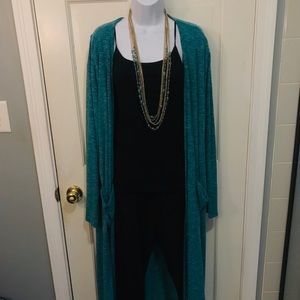 LuLaRoe Teal Sarah Cardigan size XL
